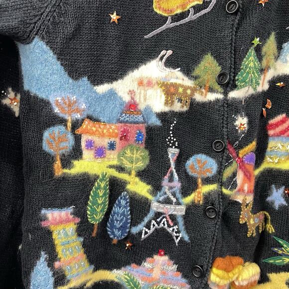 Not So Ugly Christmas Sweater Northern Isles M Colorful Around The World Santa - Picture 4 of 12